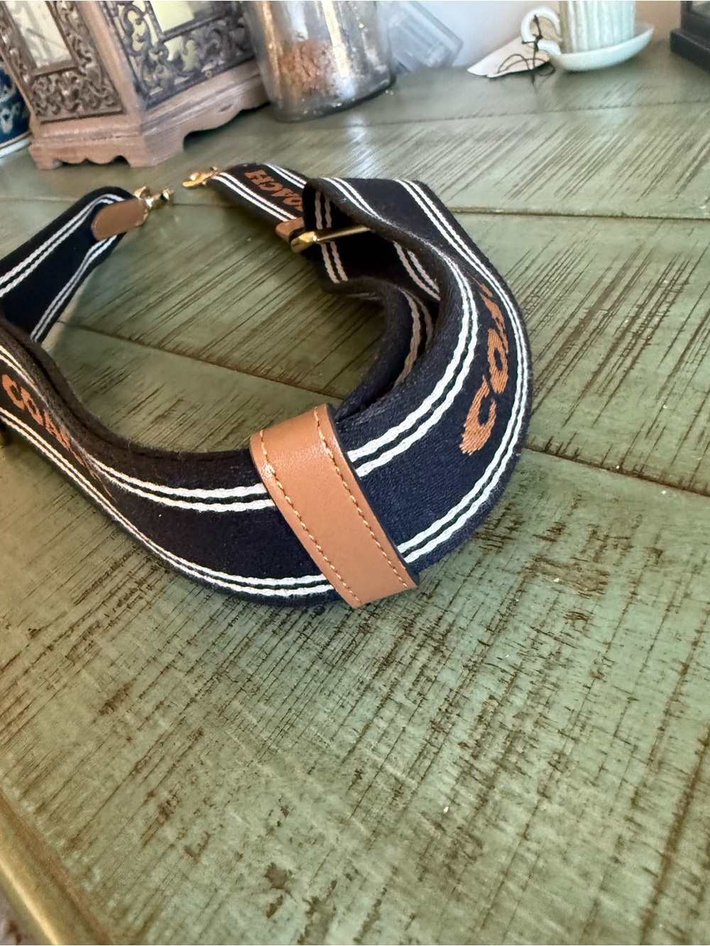 Coach Black & Tan Signature Logo Adjustable Webbing Strap - Picture 2 of 10